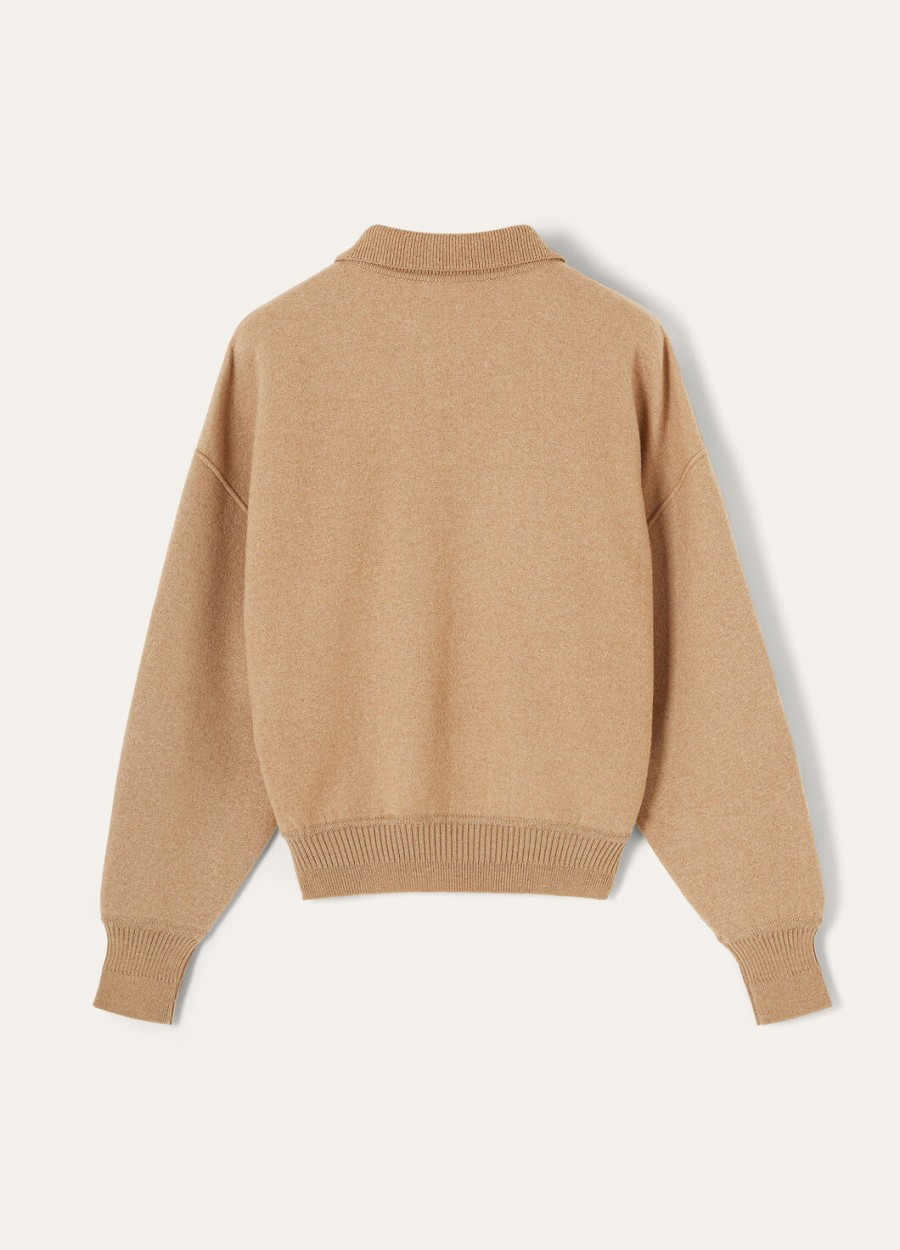 roccapietra polo sweatshirt camel lichtbruin