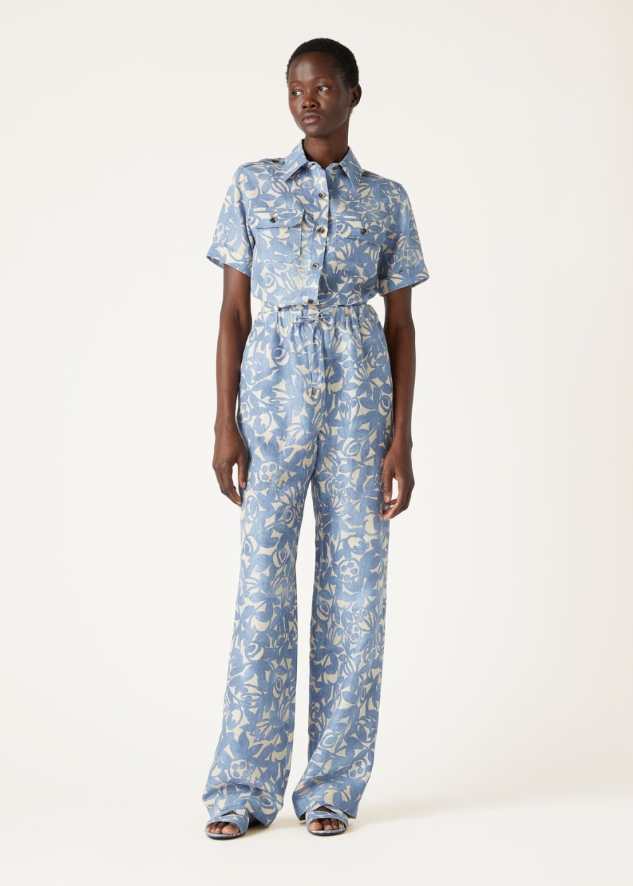 annalisa-shirt in beau bluecreamed honey
