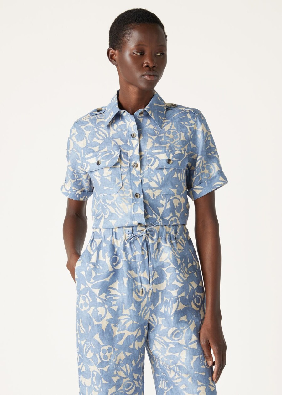 annalisa-shirt in beau bluecreamed honey