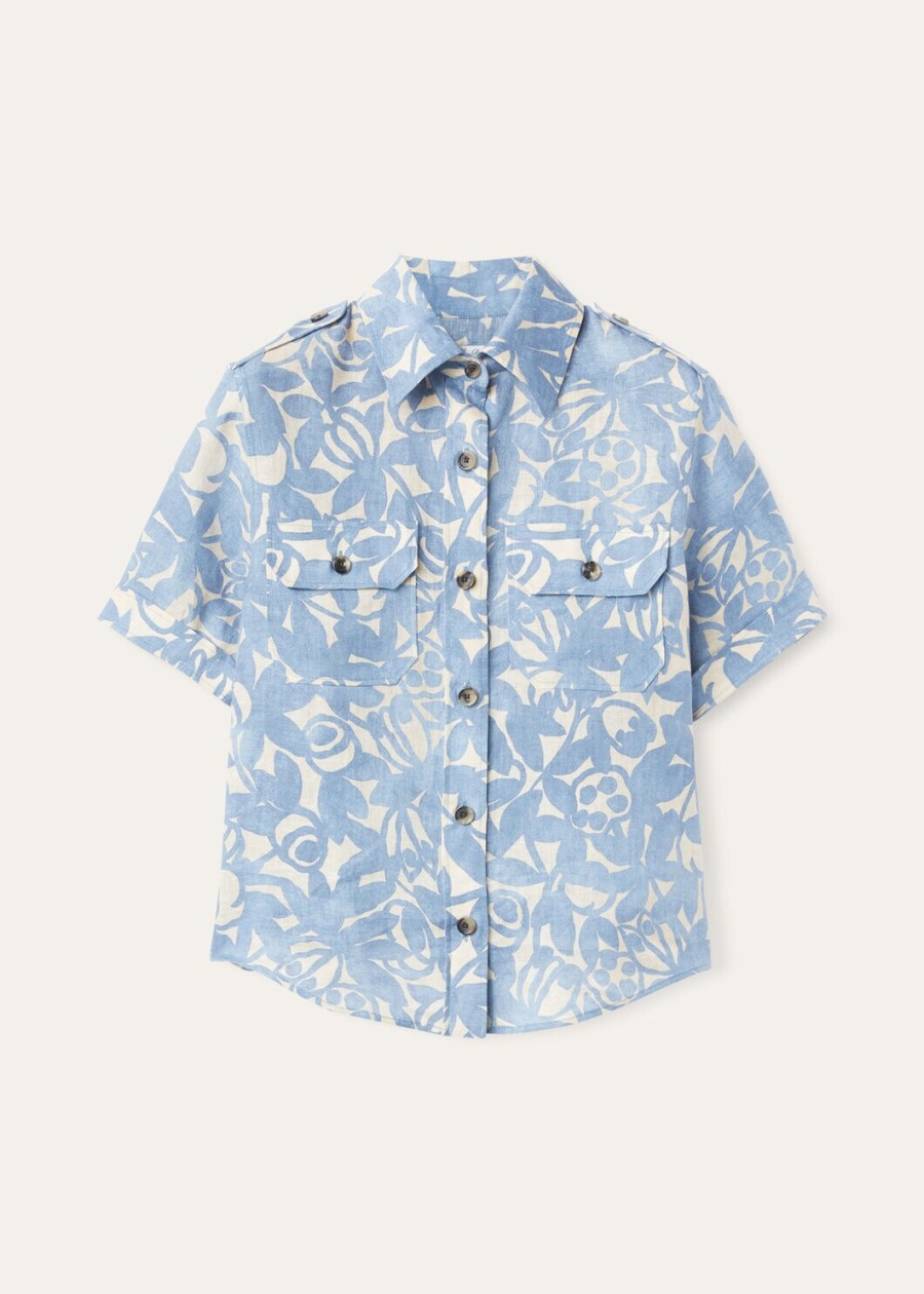 annalisa-shirt in beau bluecreamed honey