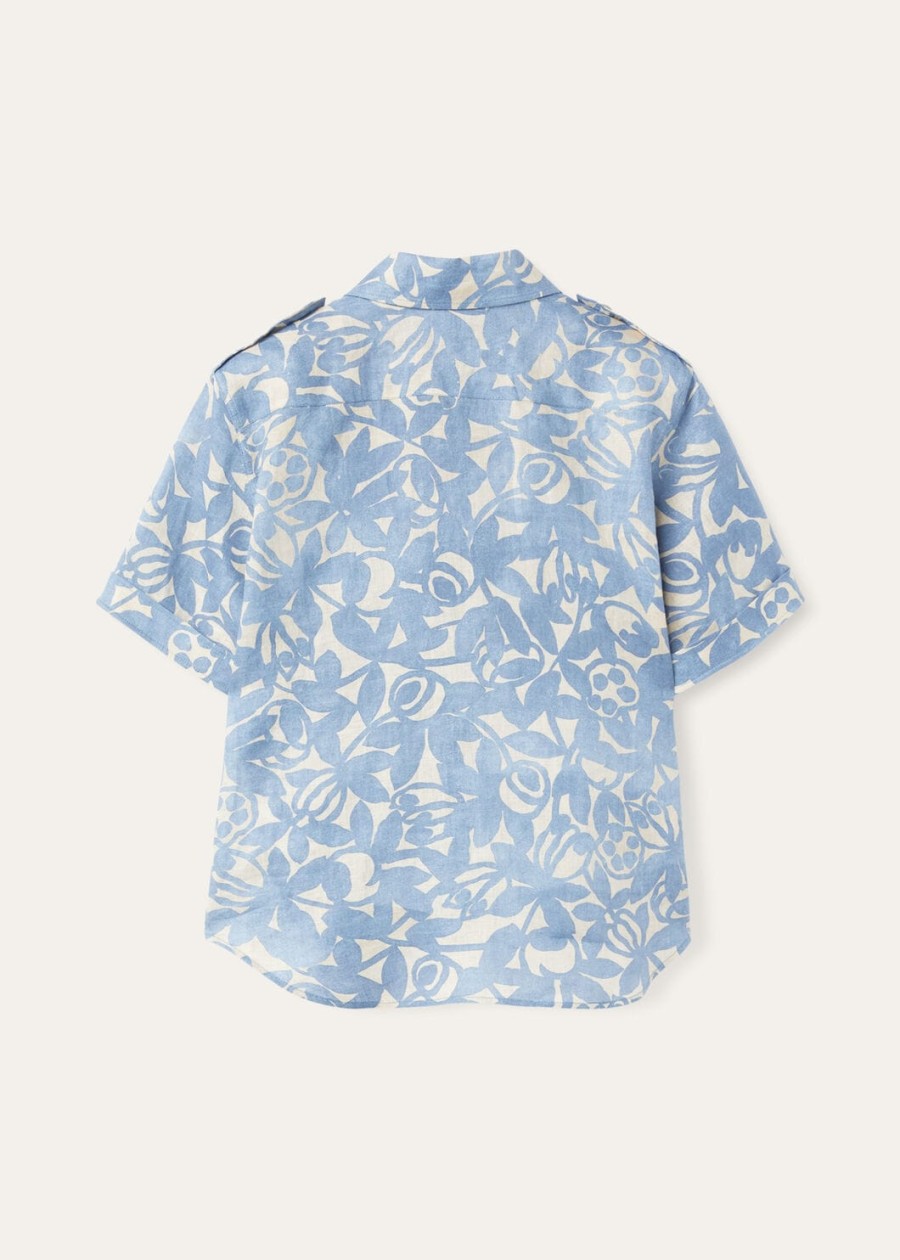 annalisa-shirt in beau bluecreamed honey