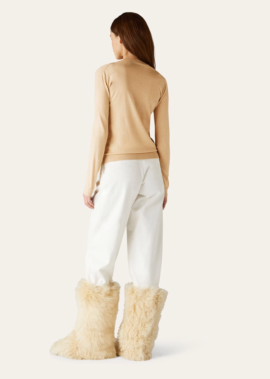 Vicuña met V-hals, natuurlijke, lichtgewicht vicuña