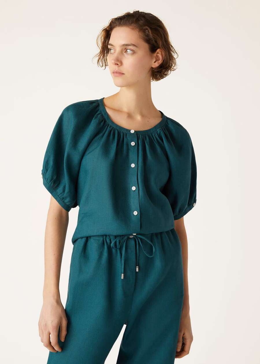 Gritt-shirt in groene spirulina