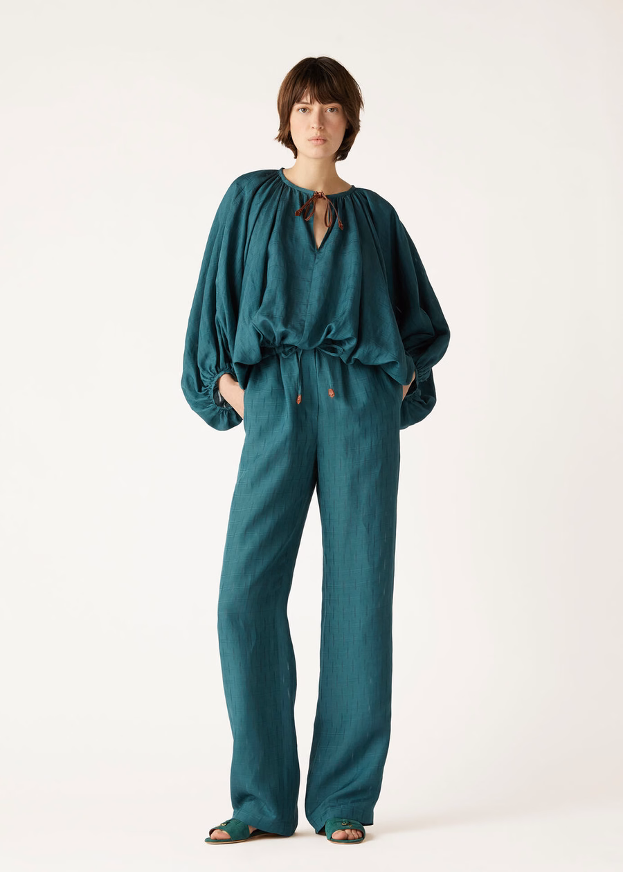Sara-shirt in groene spirulina-zijde