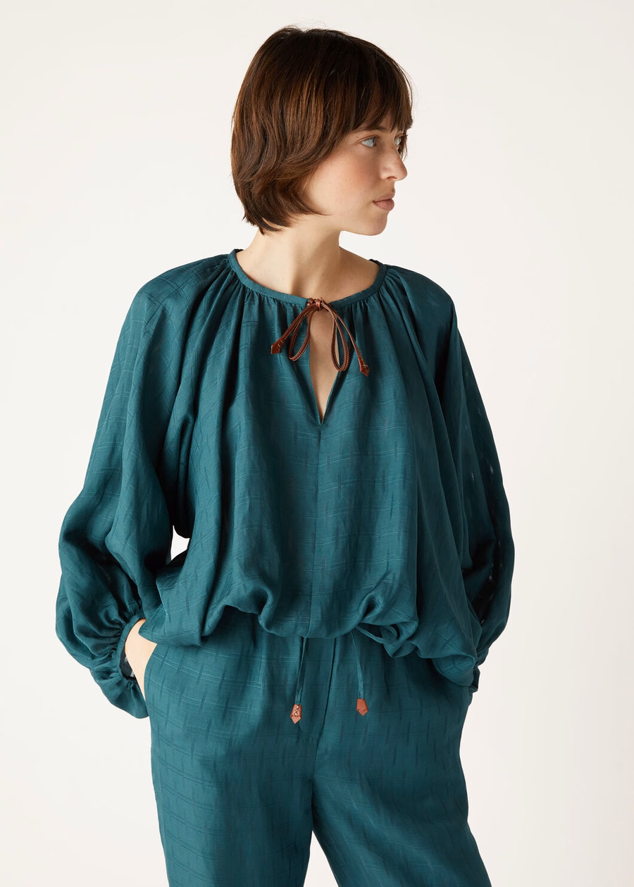 Sara-shirt in groene spirulina-zijde