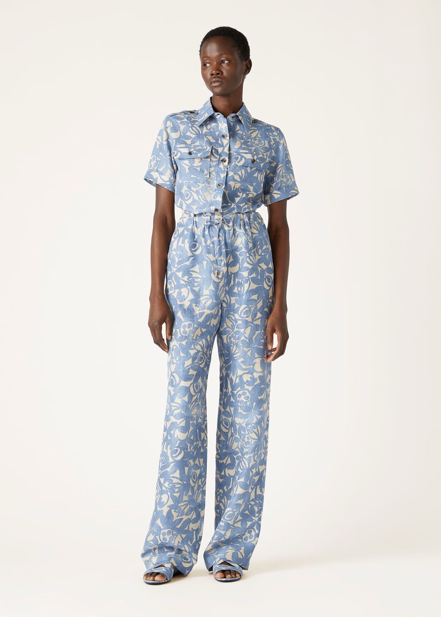 Annalisa-shirt in Beau Blue/Creamed Honey