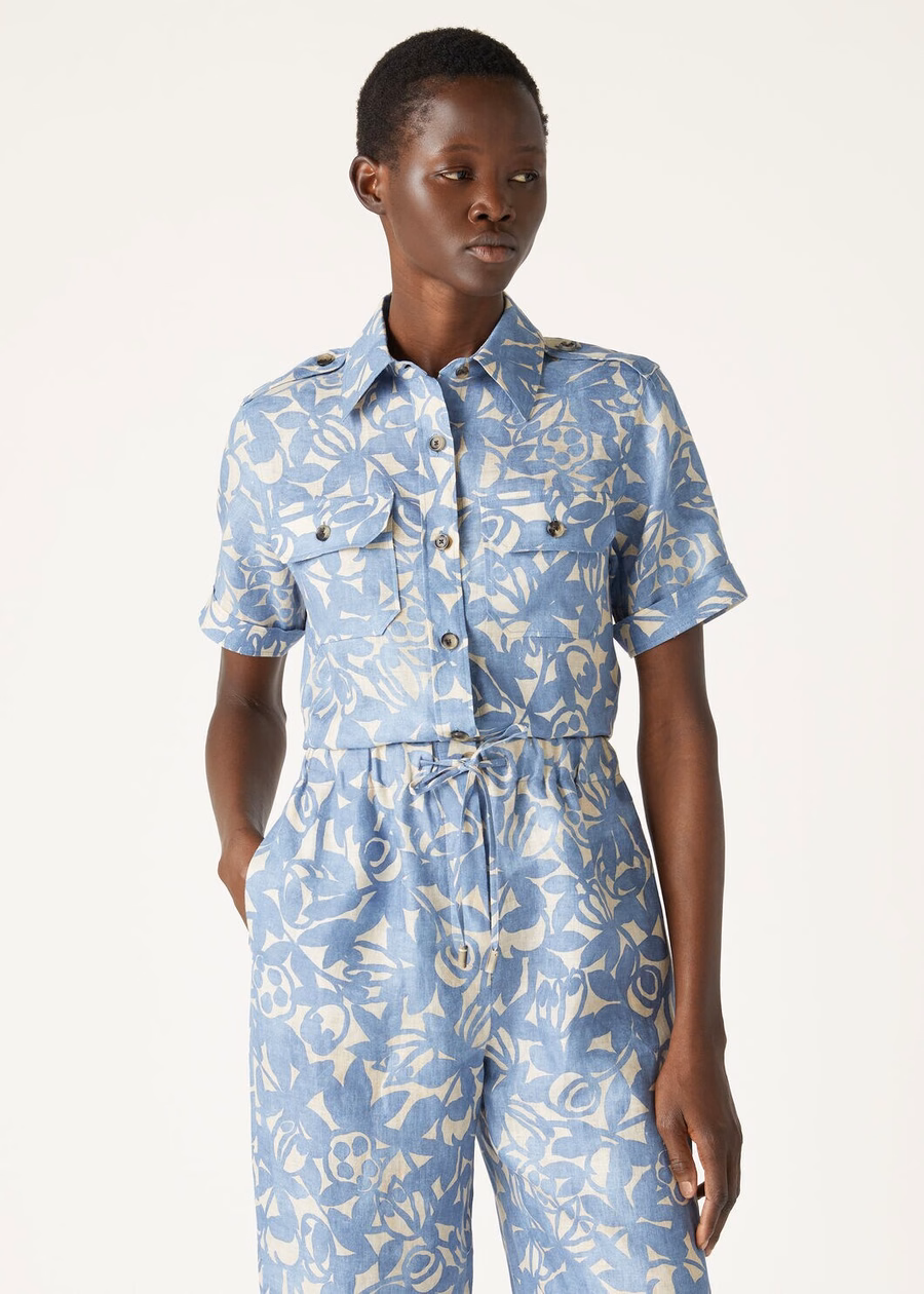 Annalisa-shirt in Beau Blue/Creamed Honey
