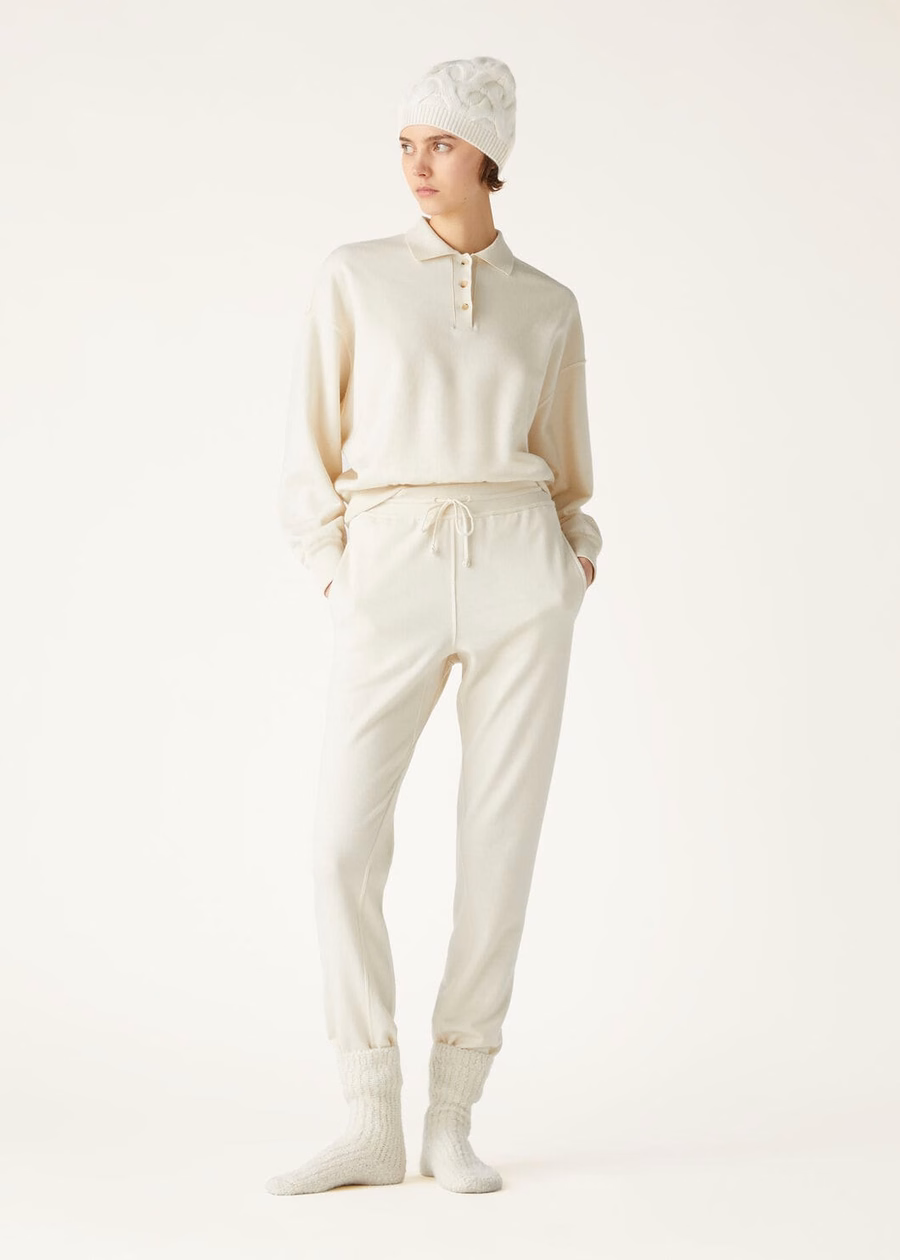 Cocooning kasjmier polosweatshirt vanille ivoor