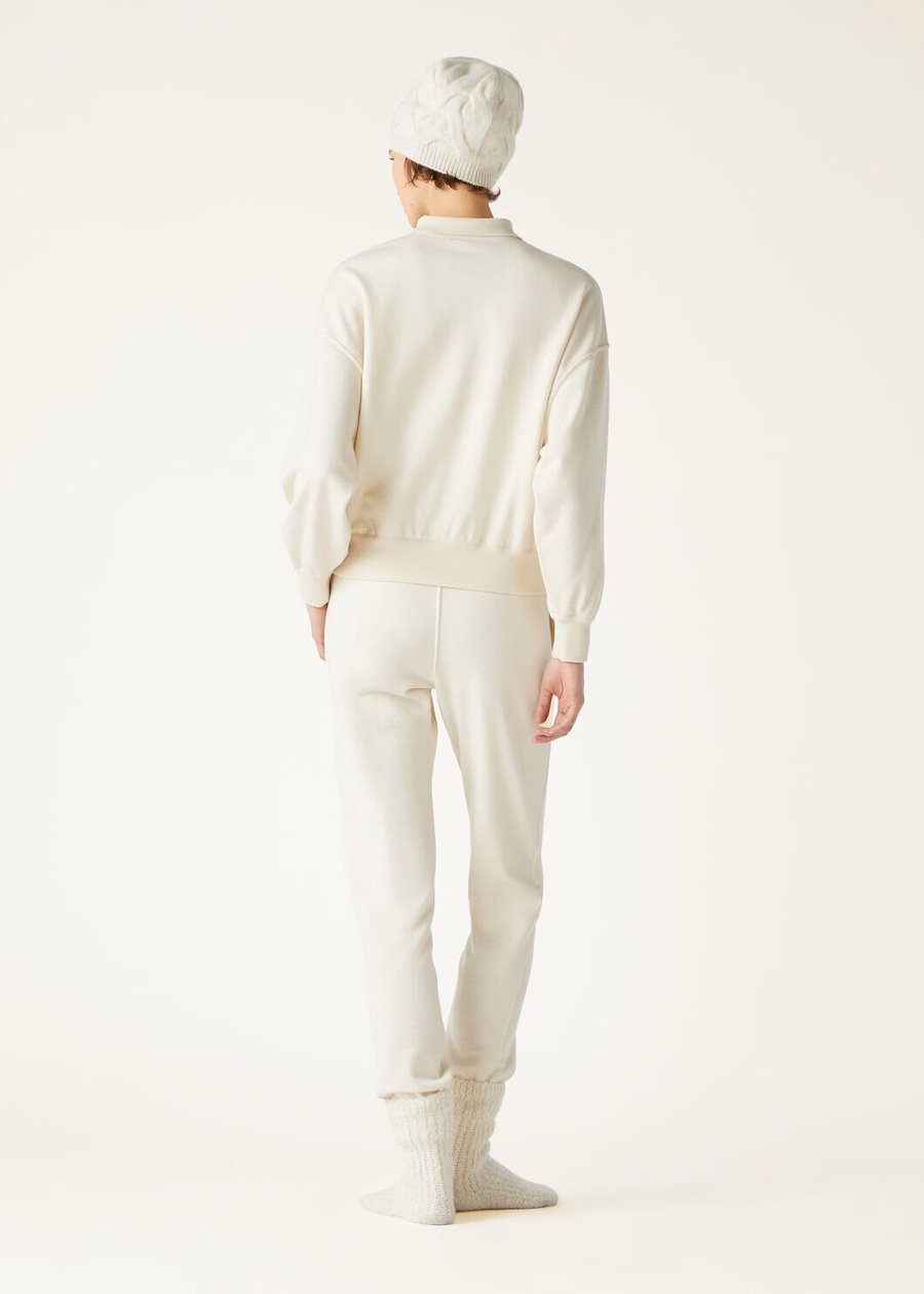 Cocooning kasjmier polosweatshirt vanille ivoor