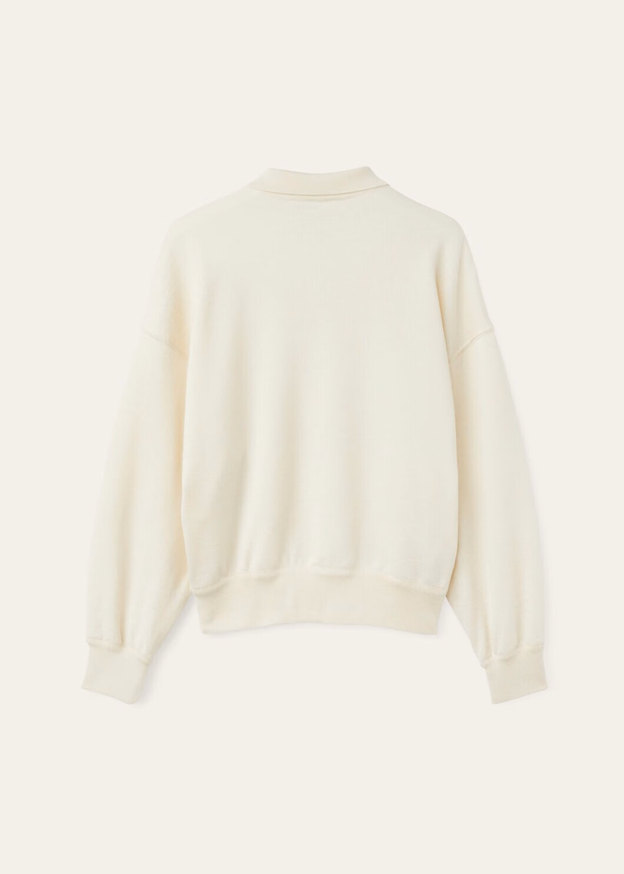 Cocooning kasjmier polosweatshirt vanille ivoor