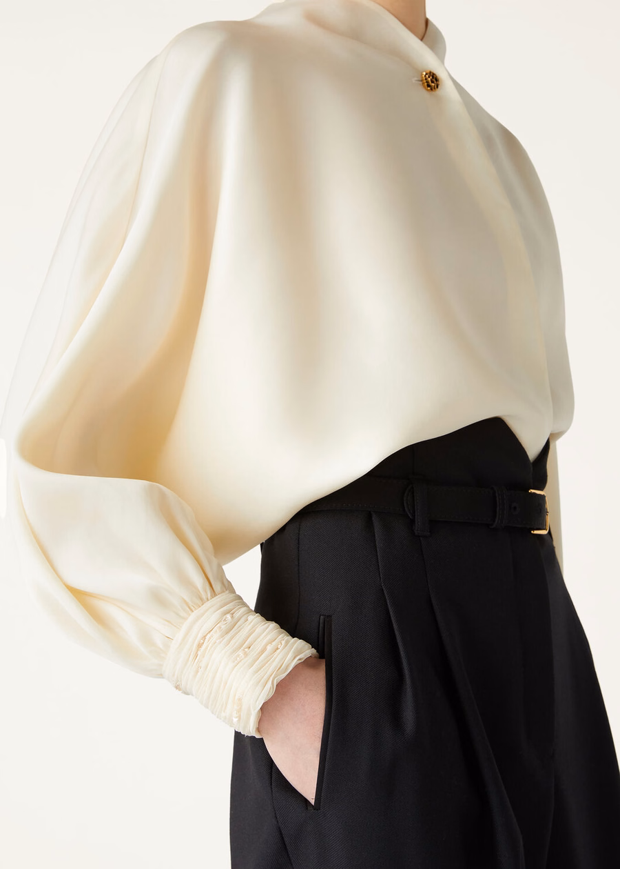 Jody zijden blouse in de kleur wit met peper