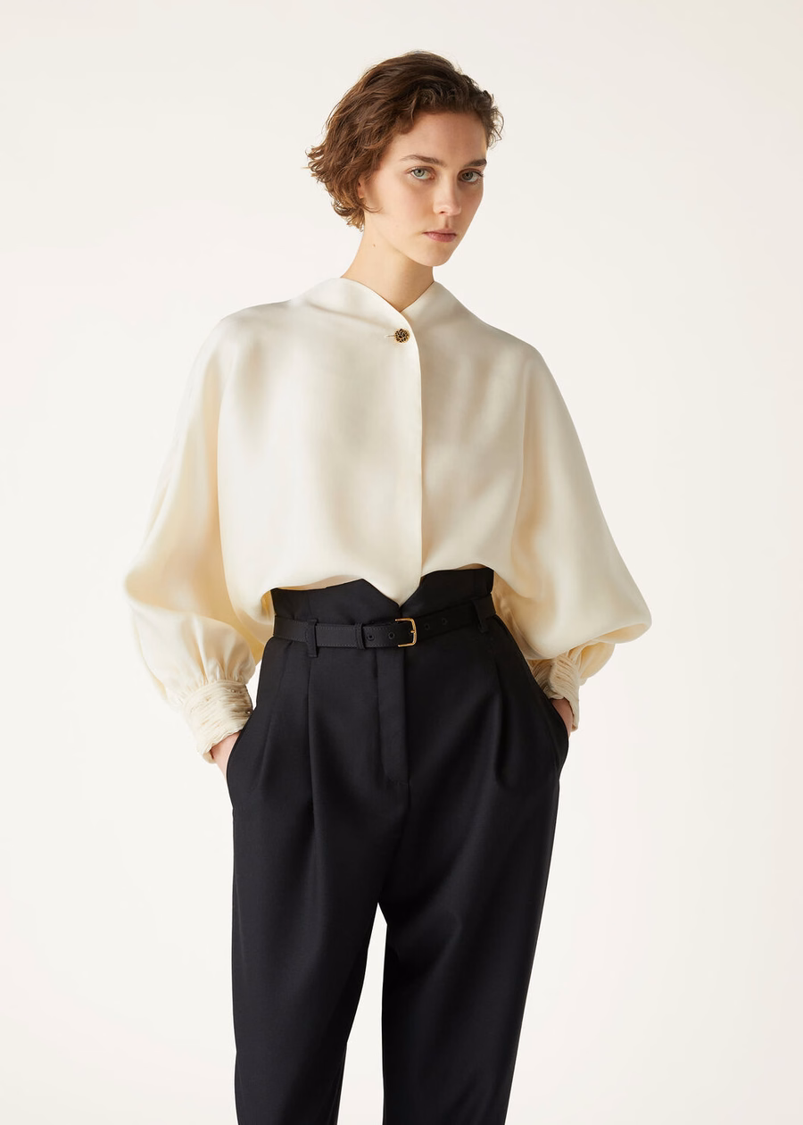 Jody zijden blouse in de kleur wit met peper