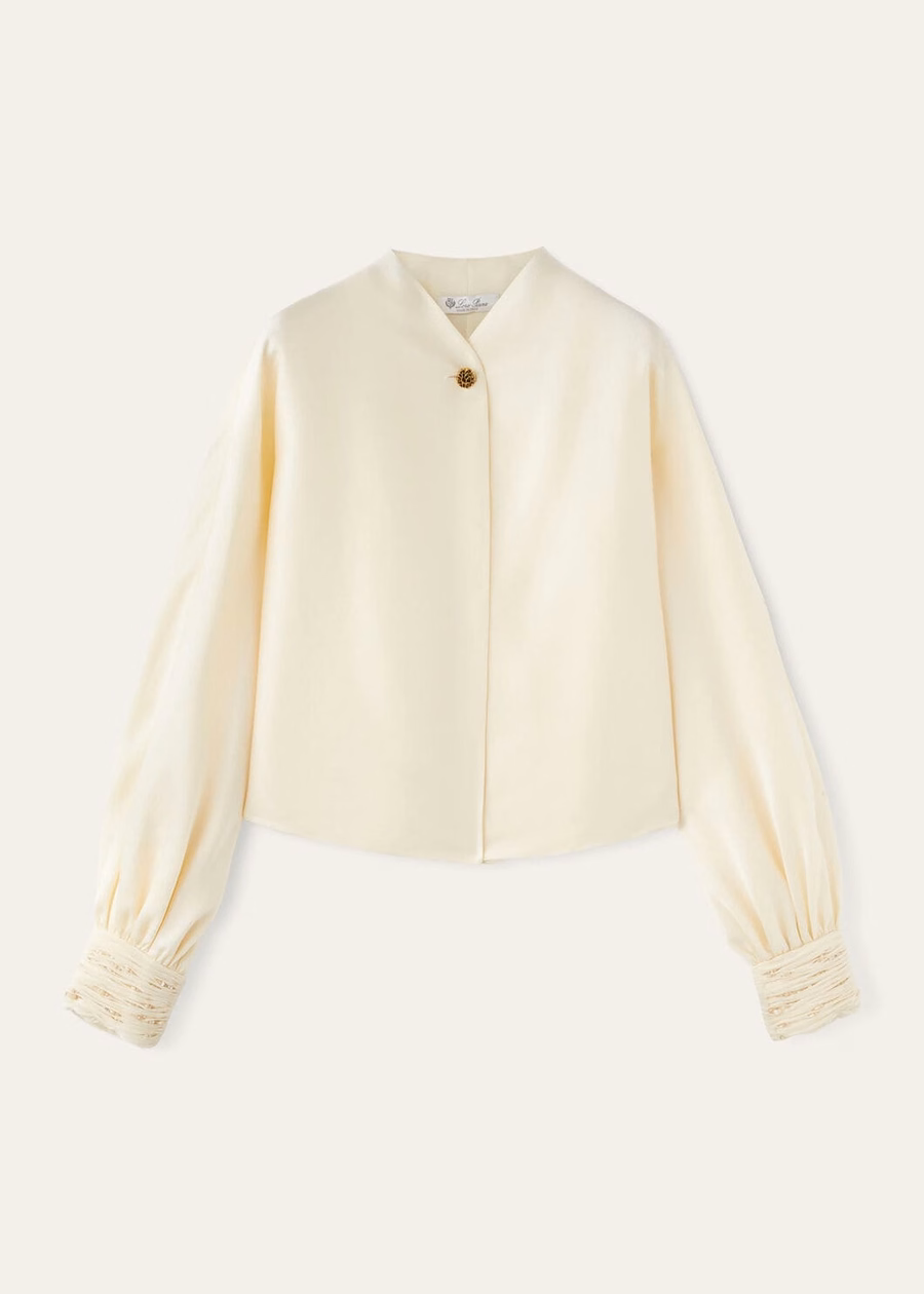 Jody zijden blouse in de kleur wit met peper