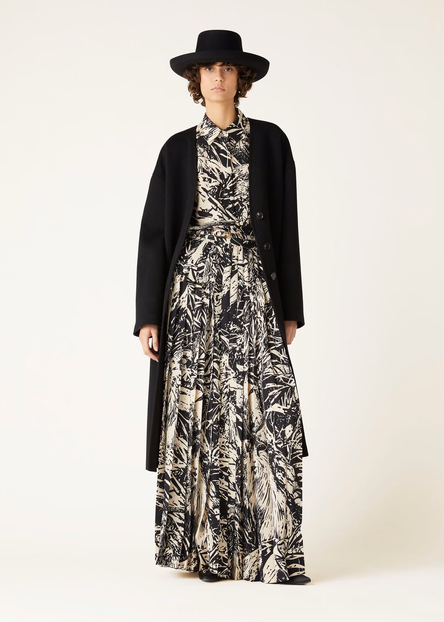 Elisabette zijden blouse zwart/nougat