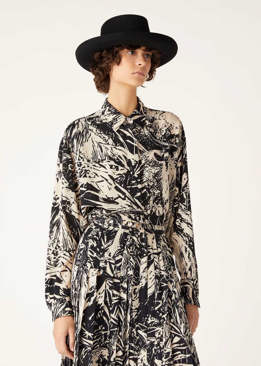 Elisabette zijden blouse zwart/nougat