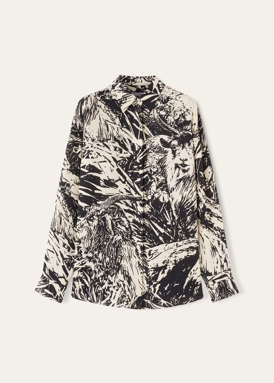 Elisabette zijden blouse zwart/nougat