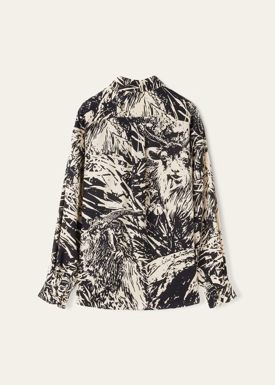 Elisabette zijden blouse zwart/nougat