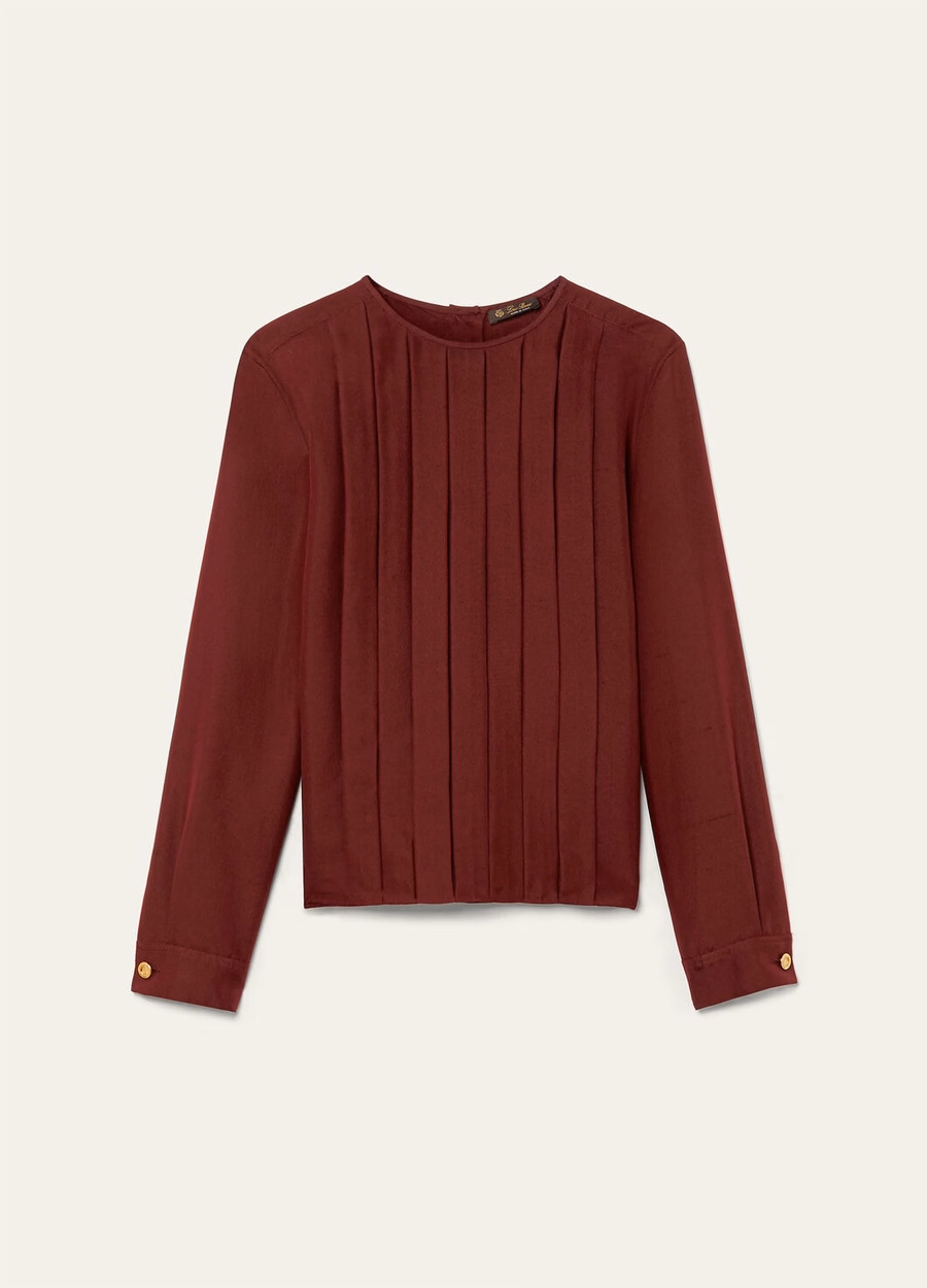Rossana zijden blouse in diep bordeauxrood
