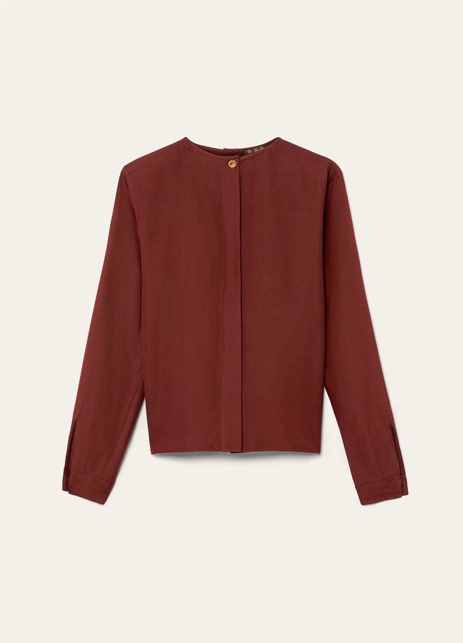 Rossana zijden blouse in diep bordeauxrood