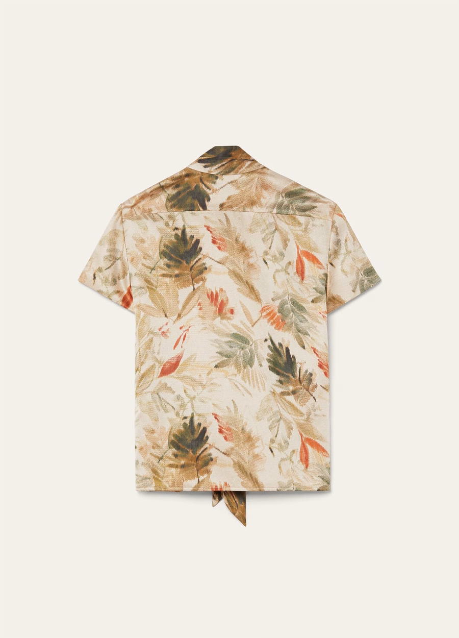 Febe zijden kasjmier shirt, zonovergoten/fluorietgroen