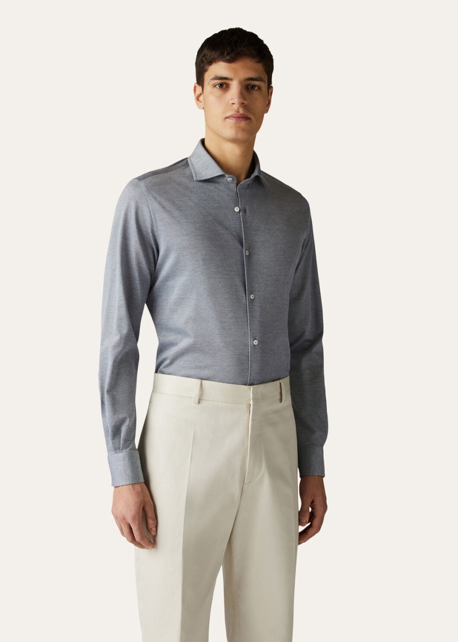 andrew cotton quartz blauw shirt
