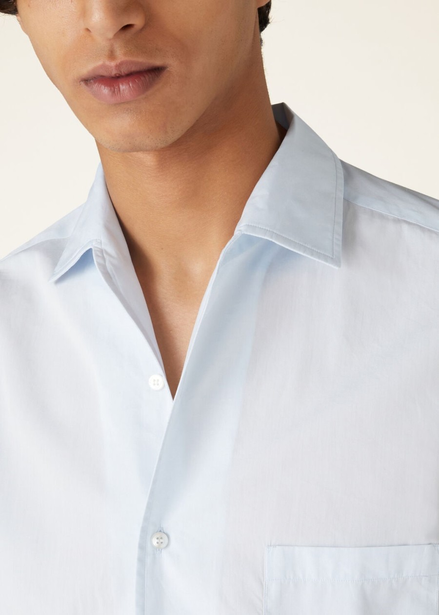 andre katoenen shirt in azuurblauw