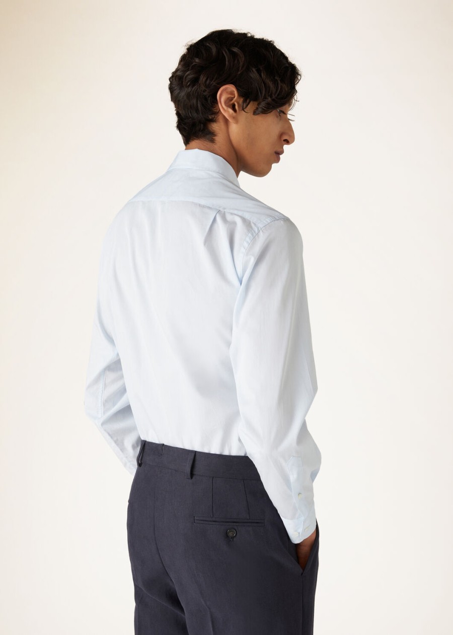 andre katoenen shirt in azuurblauw