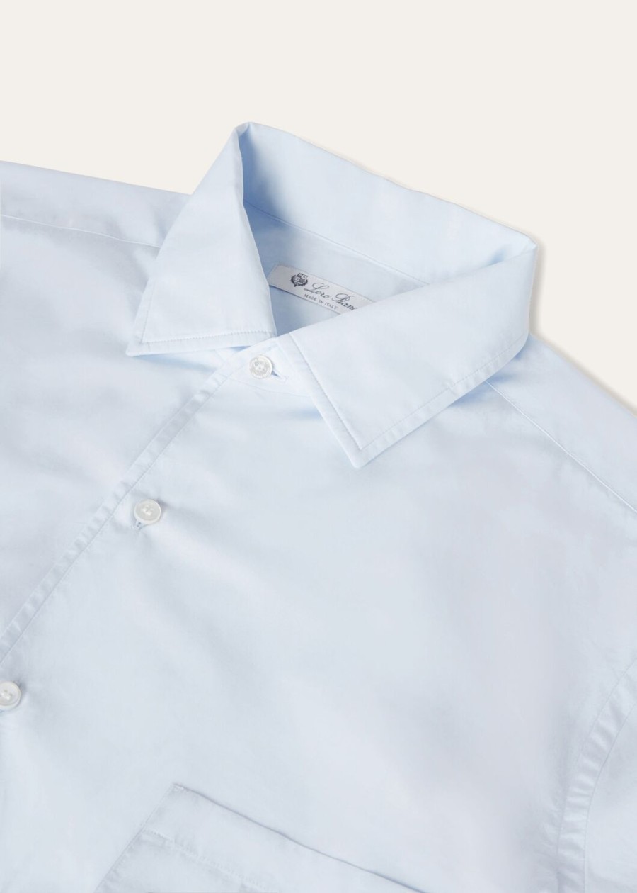 andre katoenen shirt in azuurblauw