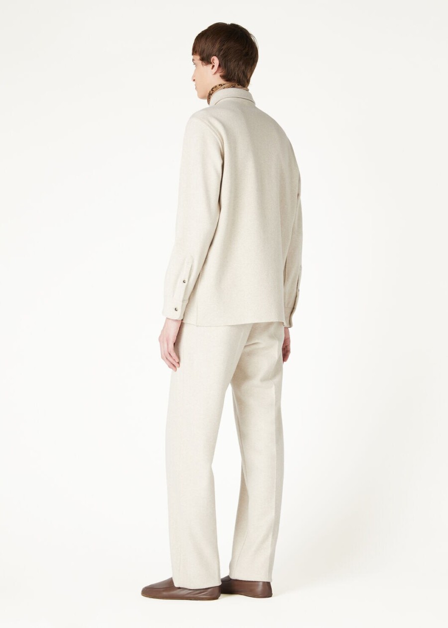 breia cashmere wish wollen shirt in crèmekleurig zand