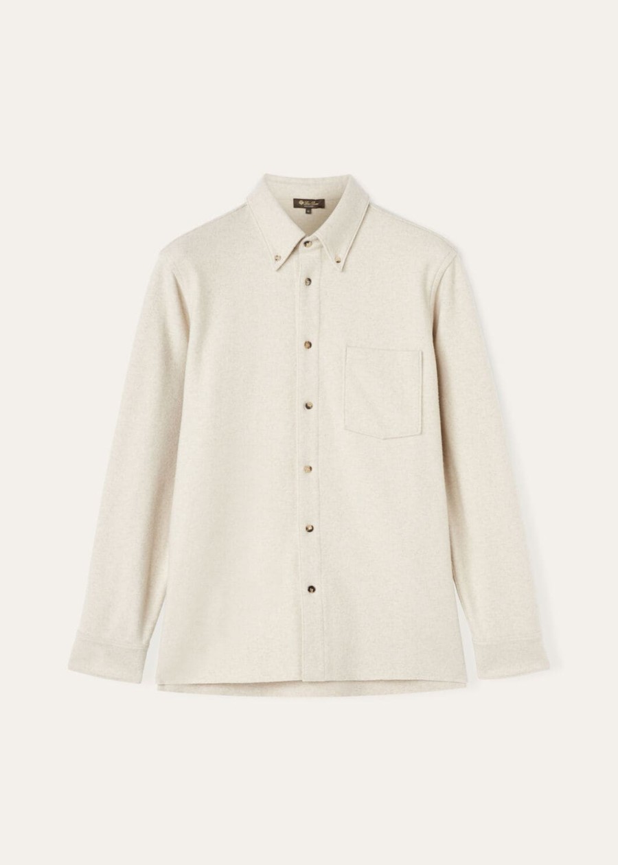 breia cashmere wish wollen shirt in crèmekleurig zand