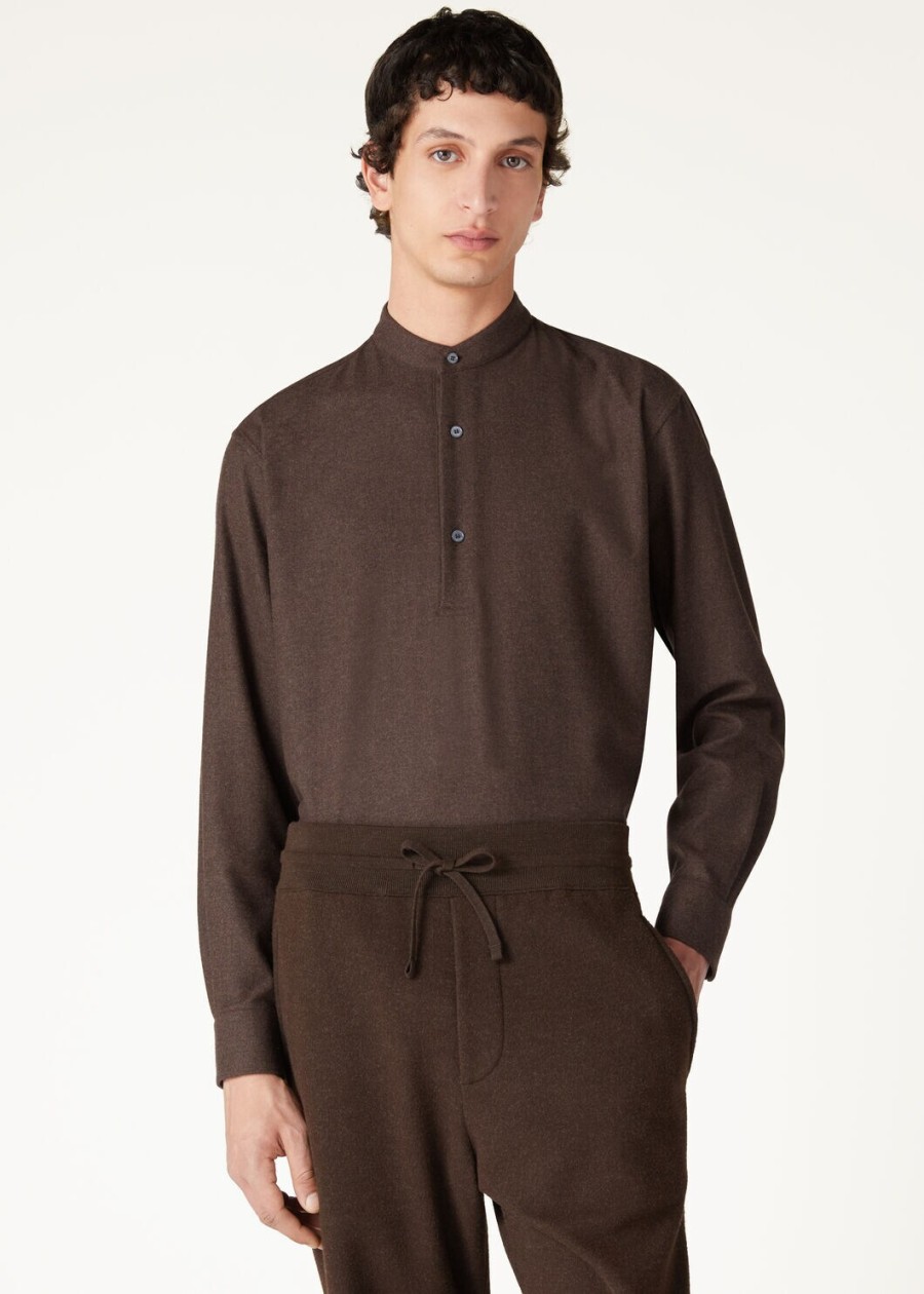 elia polo shirt van cashmere virgin wool cocoa truffle melange