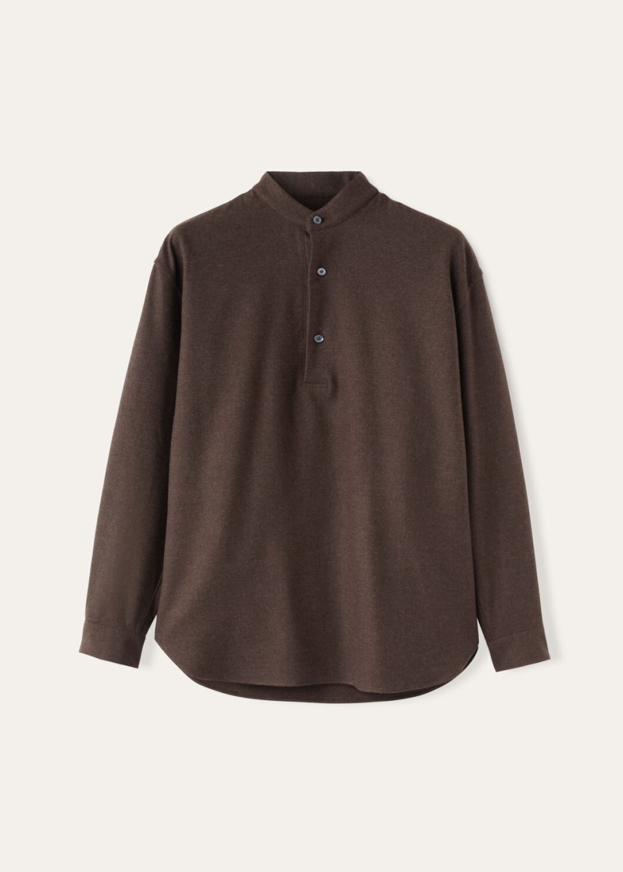 elia polo shirt van cashmere virgin wool cocoa truffle melange