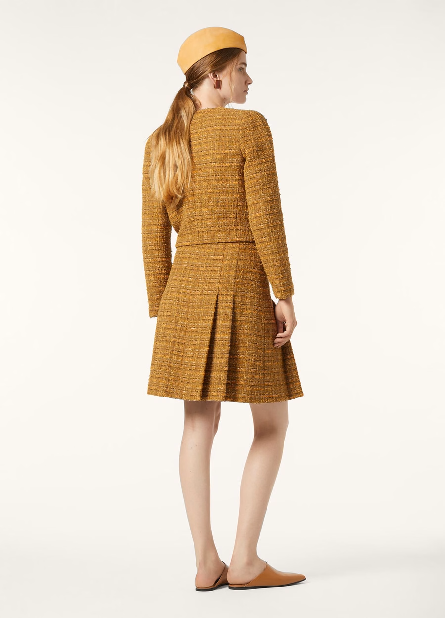 Aida rok van katoen, mohairwol, groen-oranje klaproos tweed