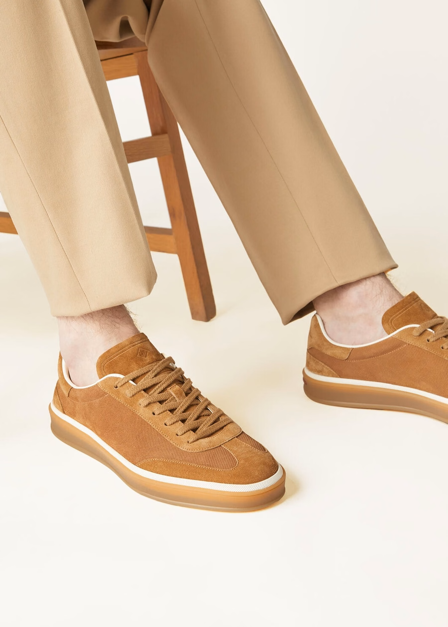 Tennis Walk Sneaker Suède Kalfs Split Whiskey