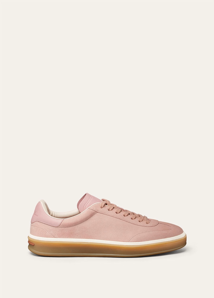Tennis Walk sneaker van suède kalfsleer met split, zomerroze