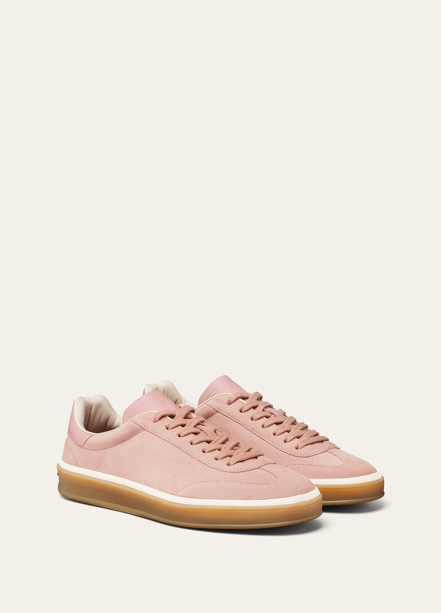 Tennis Walk sneaker van suède kalfsleer met split, zomerroze