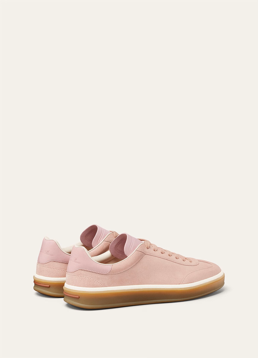 Tennis Walk sneaker van suède kalfsleer met split, zomerroze