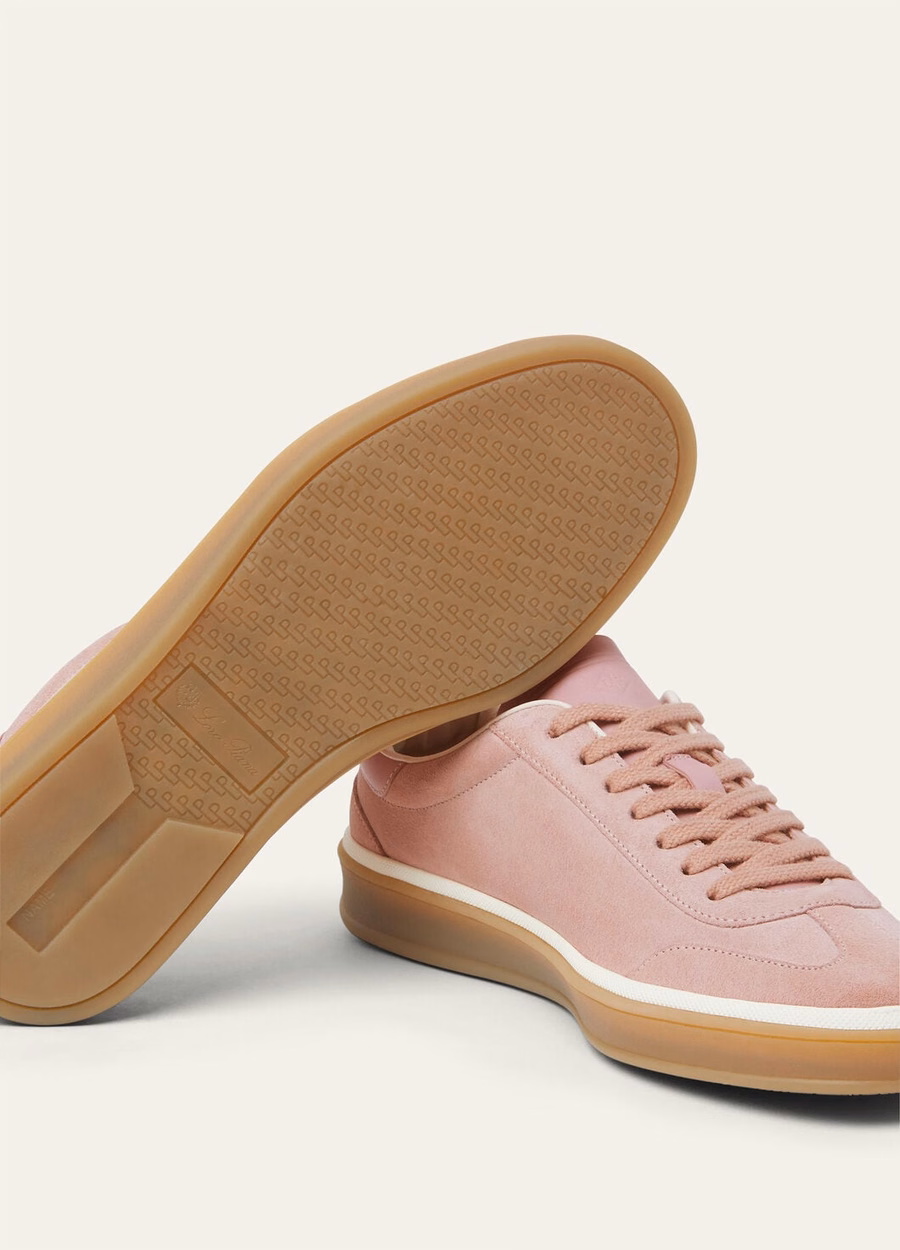 Tennis Walk sneaker van suède kalfsleer met split, zomerroze