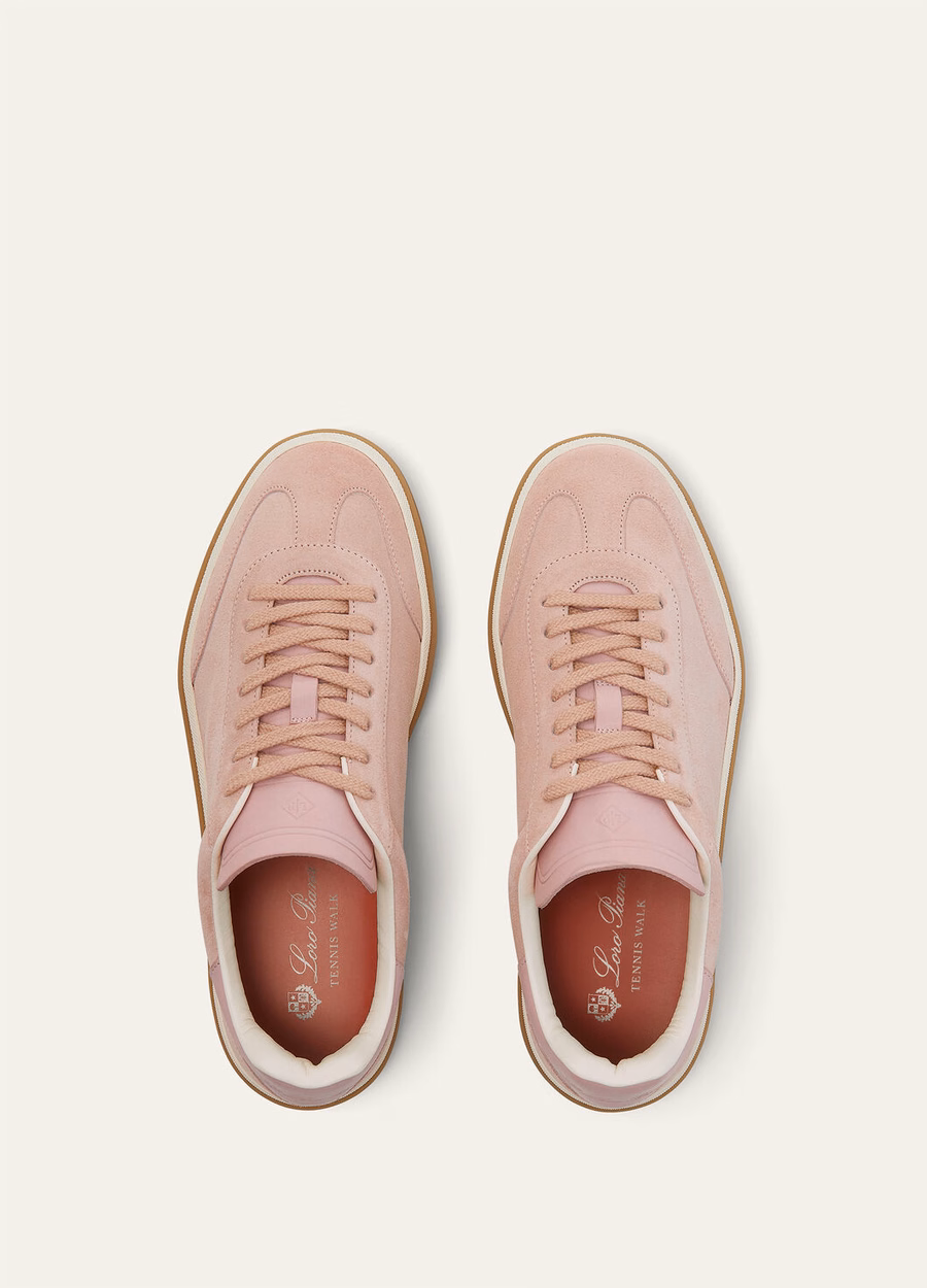 Tennis Walk sneaker van suède kalfsleer met split, zomerroze