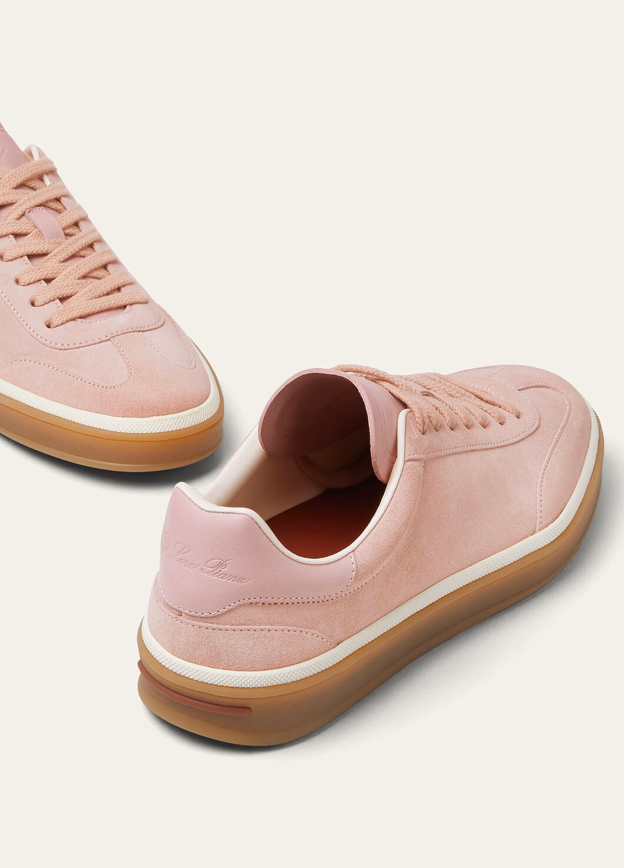 Tennis Walk sneaker van suède kalfsleer met split, zomerroze