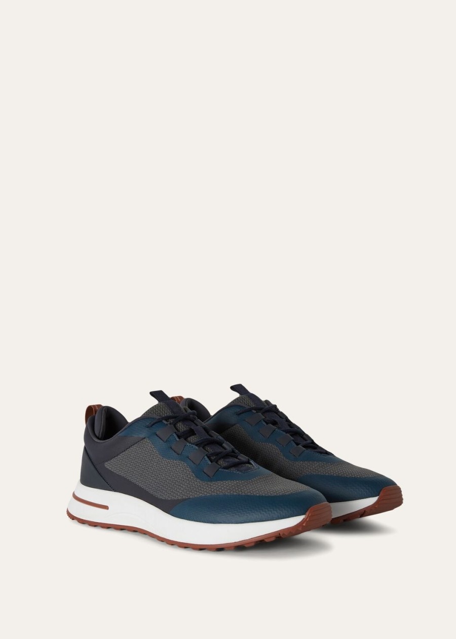weekendsneakers microvezel antracietblauw