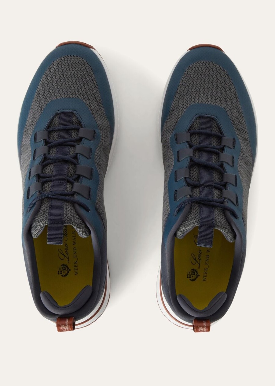 weekendsneakers microvezel antracietblauw