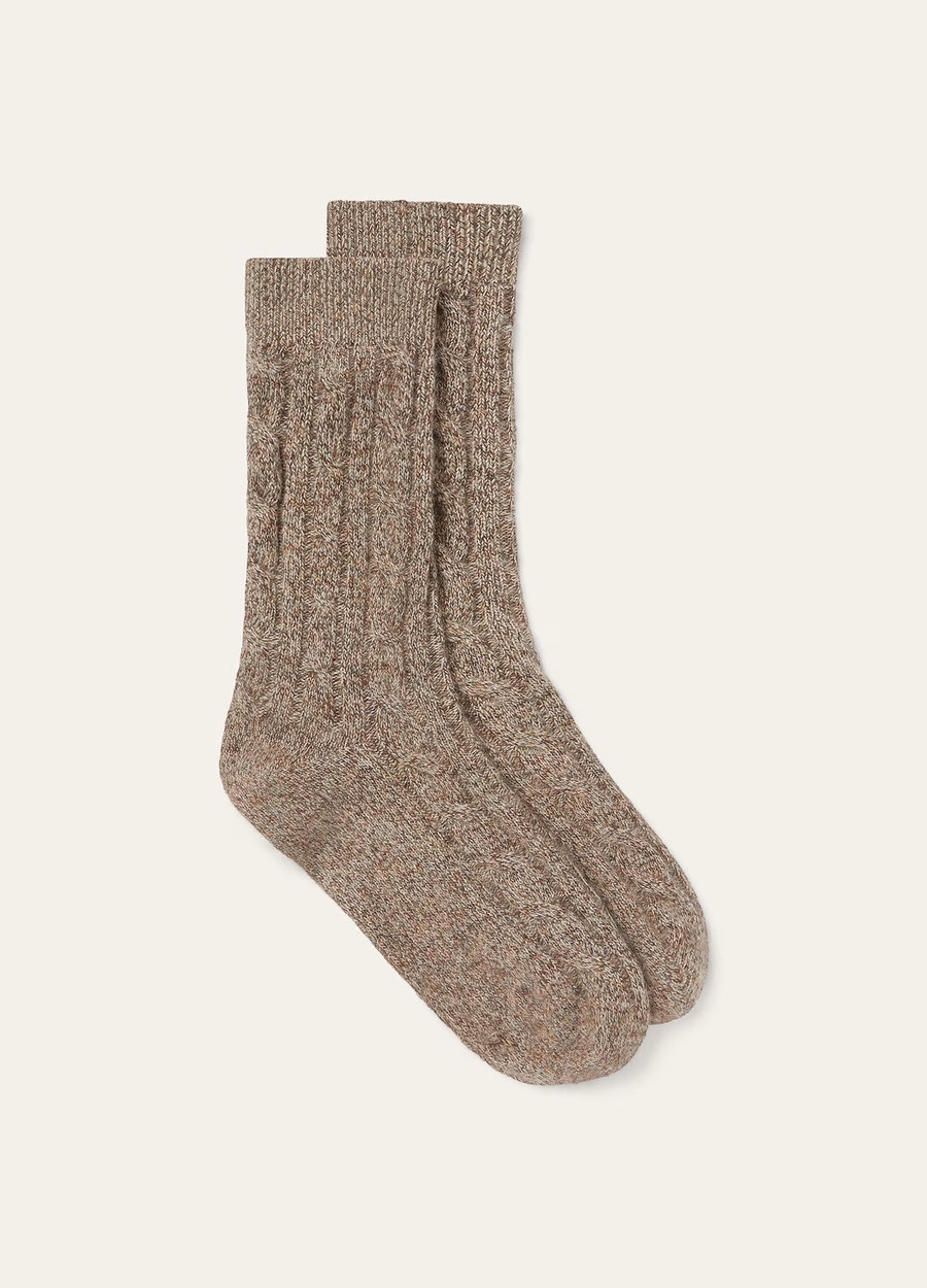 Treccia Sokken Baby Kasjmier Gemalen Koffie