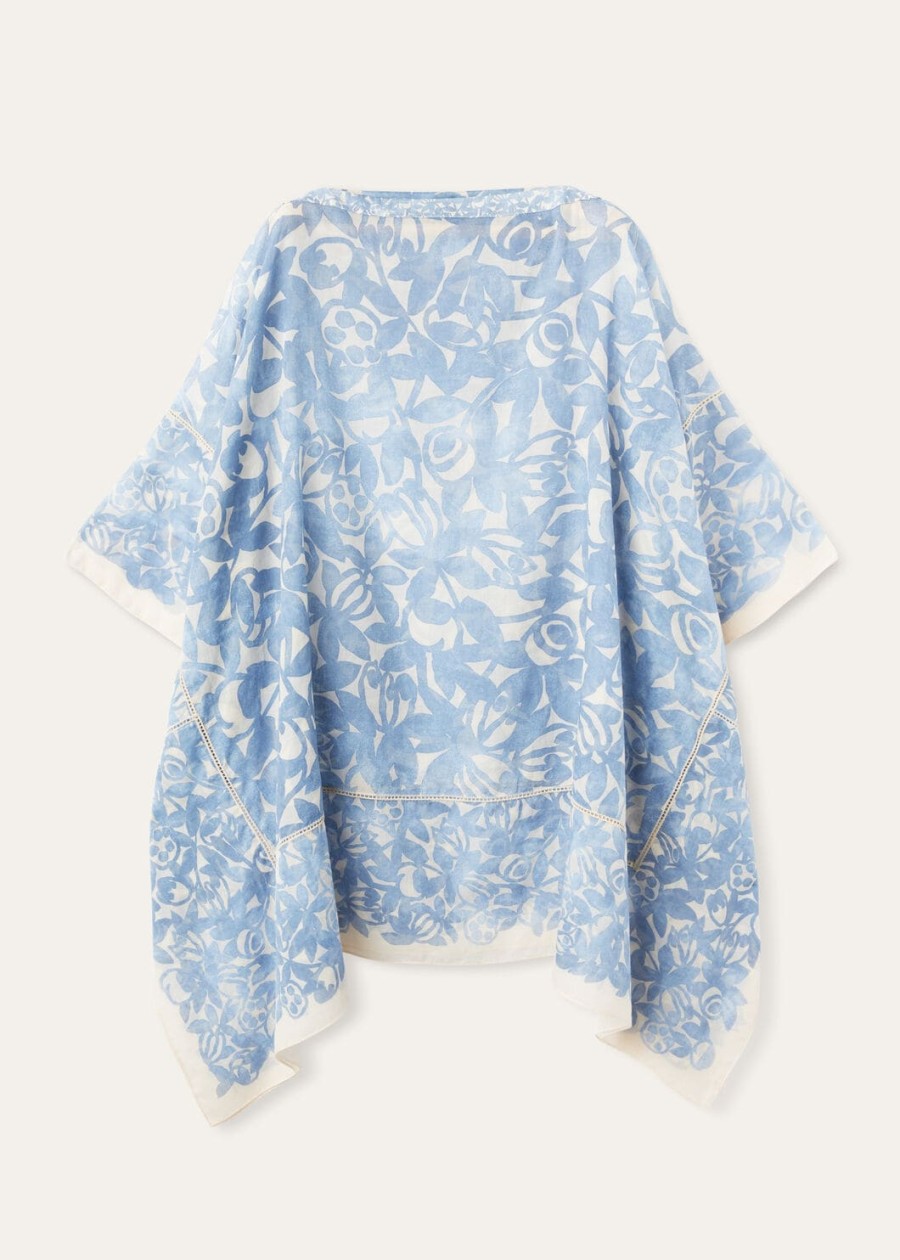 provençaalse katoenen beau bluecreamed honey garden poncho