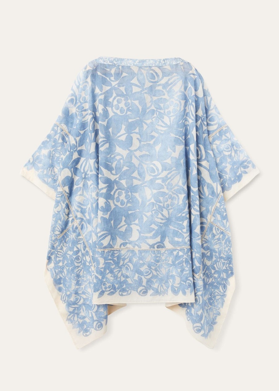 provençaalse katoenen beau bluecreamed honey garden poncho