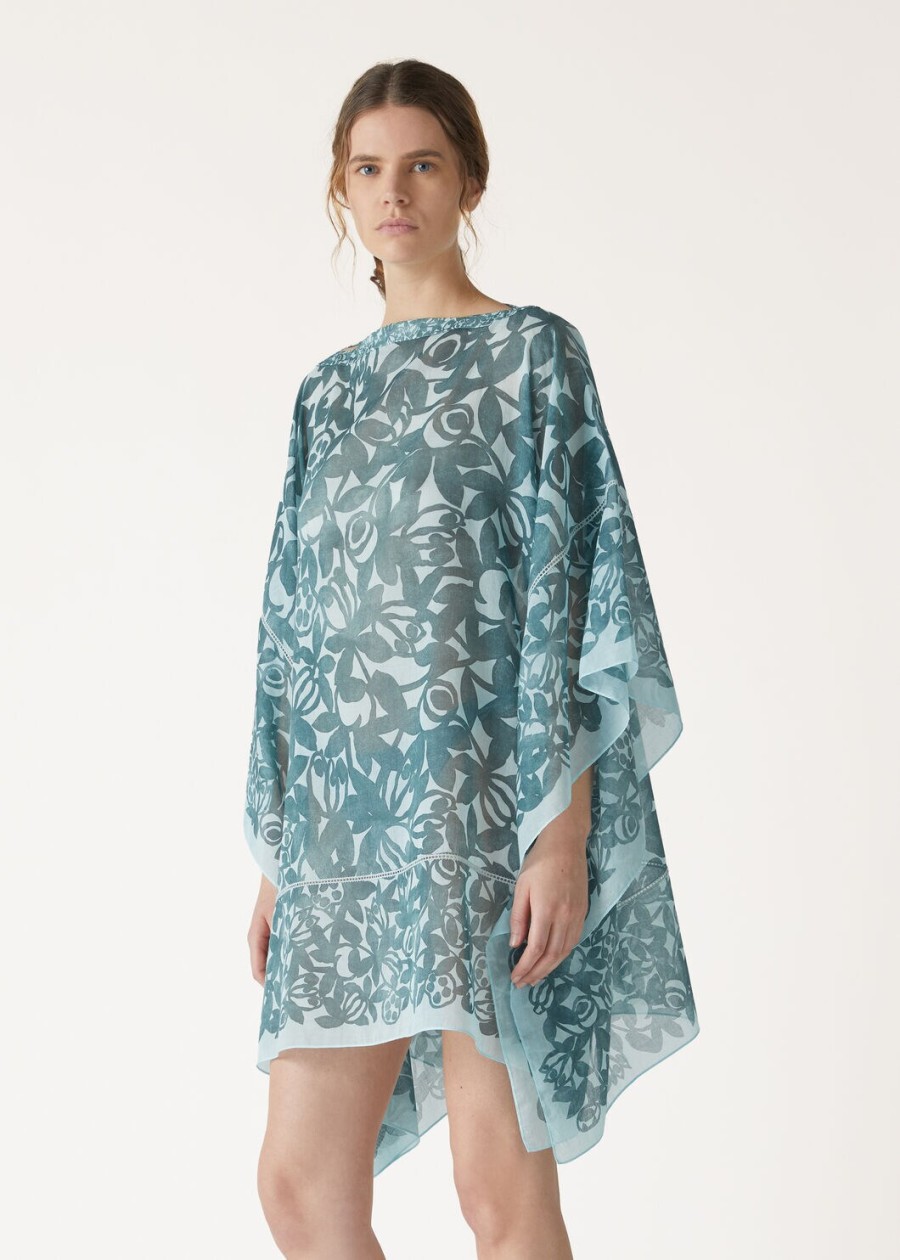 provence garden poncho katoen spirulina groenrustgevende tide