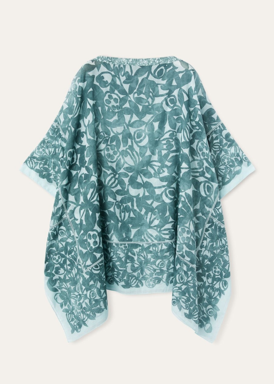 provence garden poncho katoen spirulina groenrustgevende tide