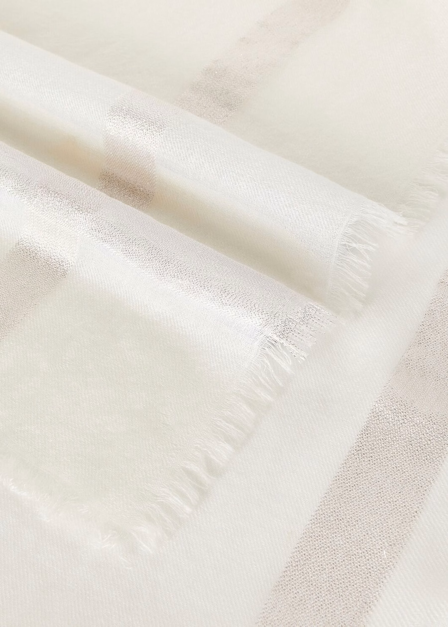Quadrata Seara oversized zijden kasjmier witte foulard