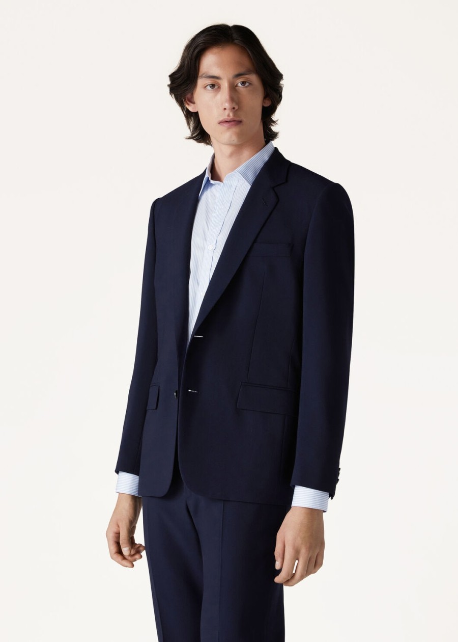 internationaal pak van zuivere scheerwol marineblauw