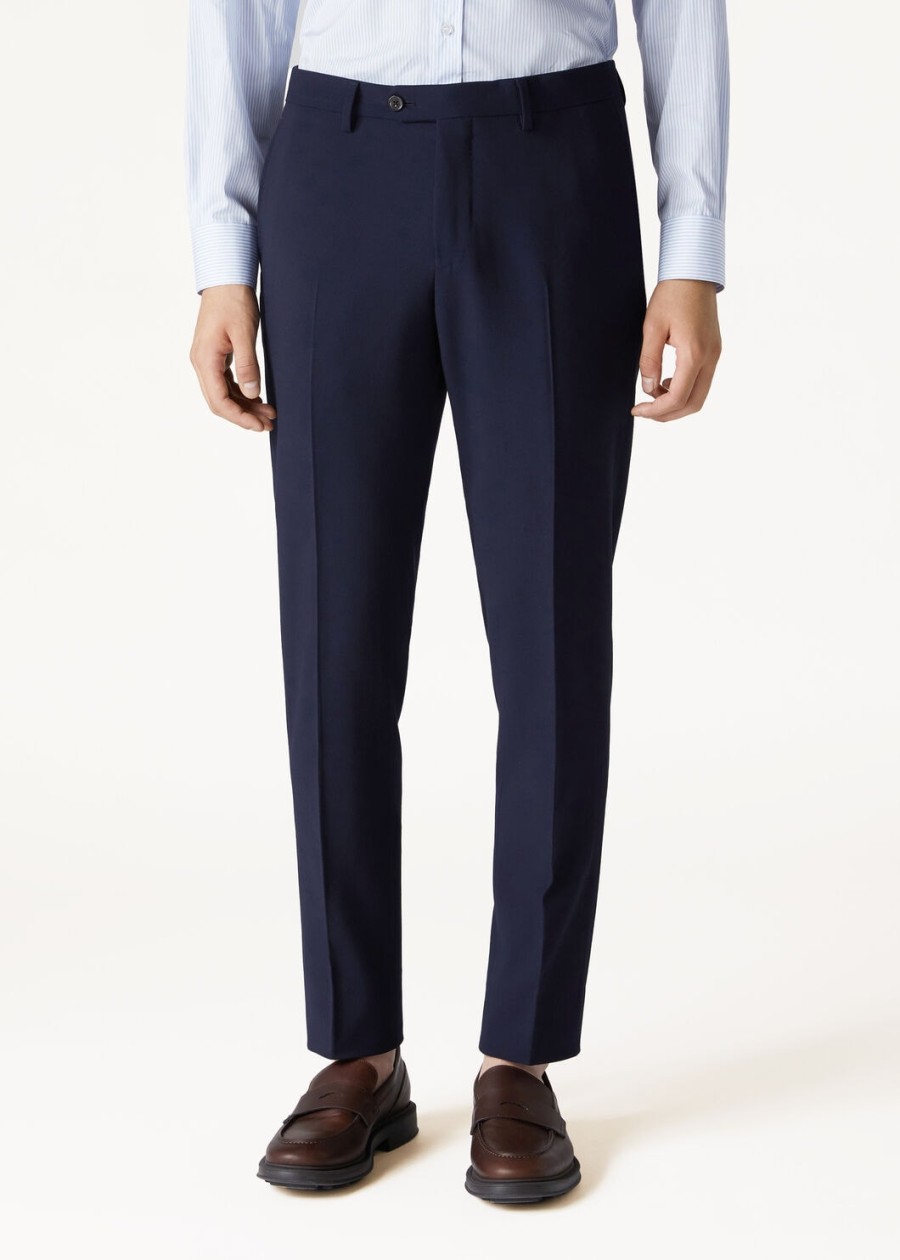 internationaal pak van zuivere scheerwol marineblauw